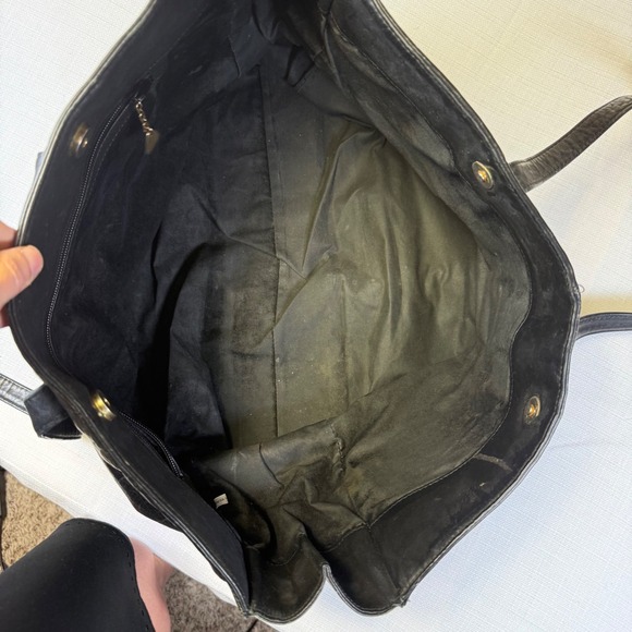 Vtg 80s Brio! Black Leather Embossed Crocodile‎ Shoulder Bag Every Day Purse - Picture 11 of 12